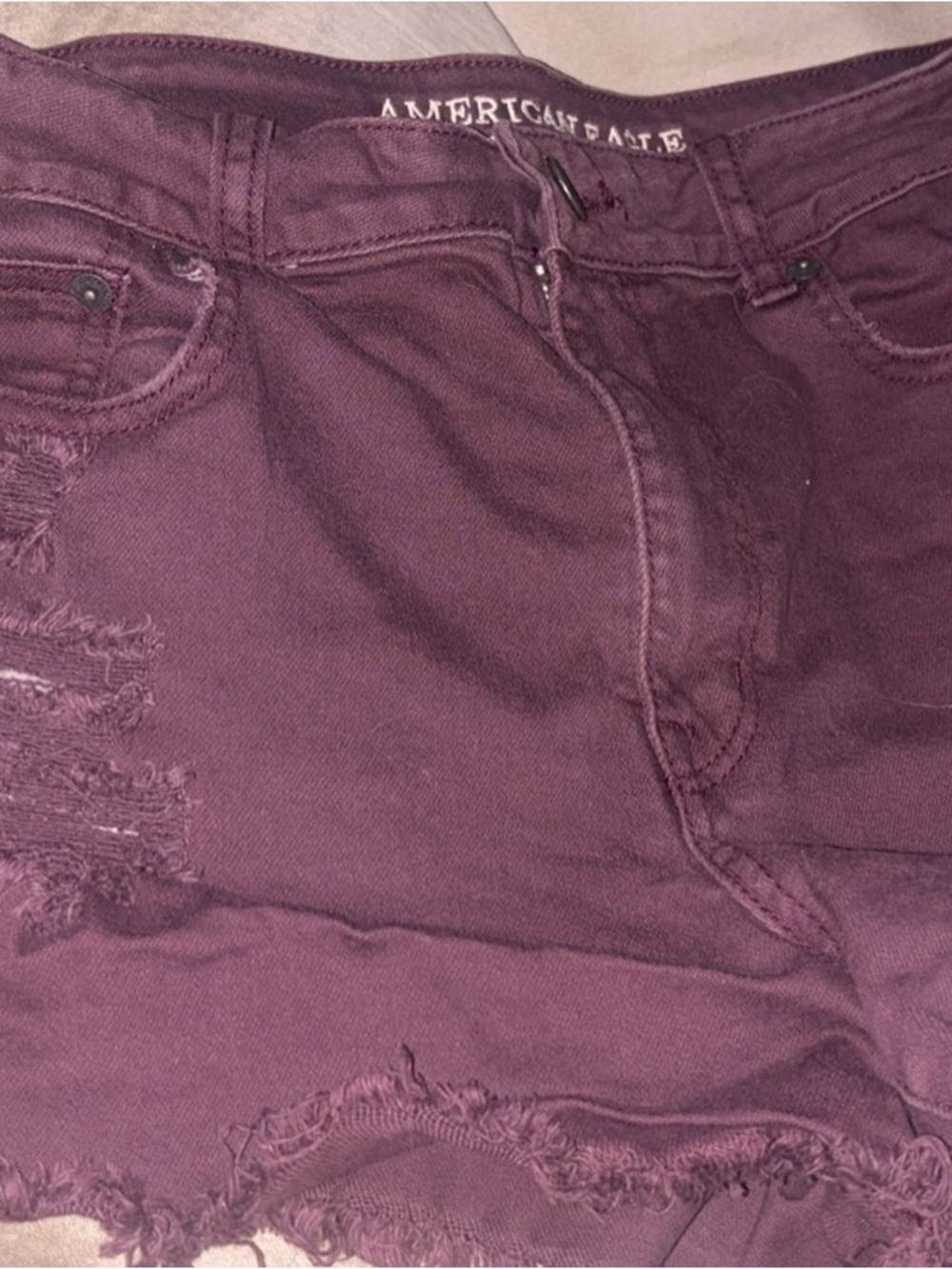 American Eagle Outfitters Women’s Plum Distressed Denim Shorts